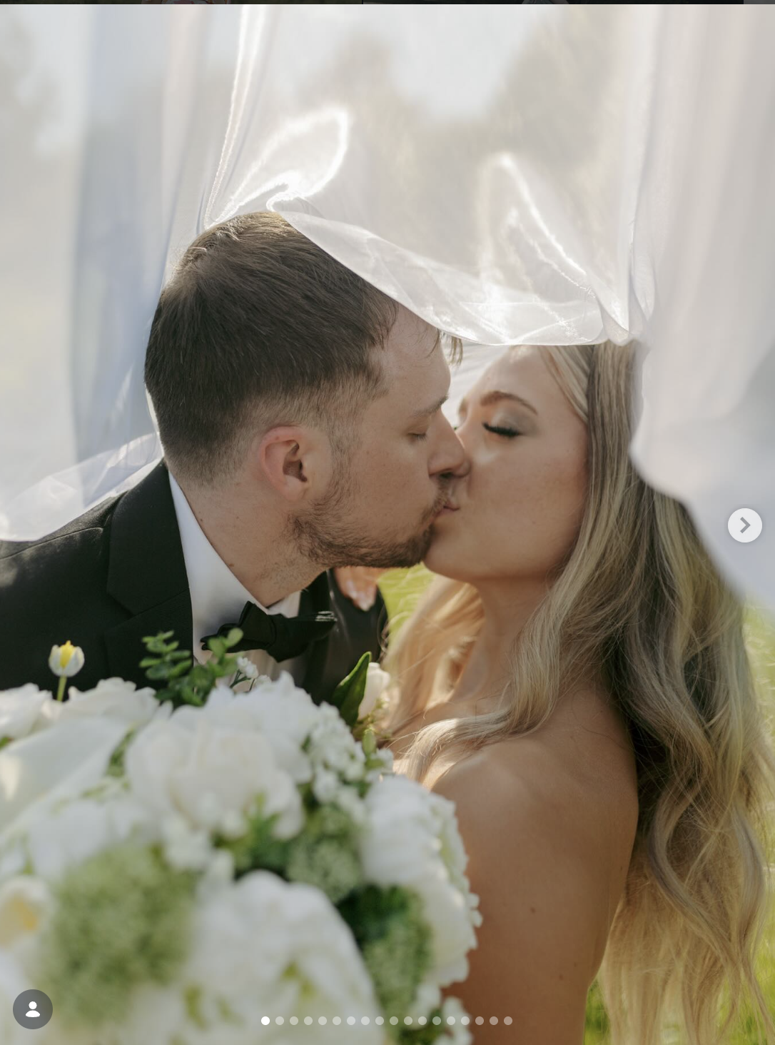 Wedding couple under veil